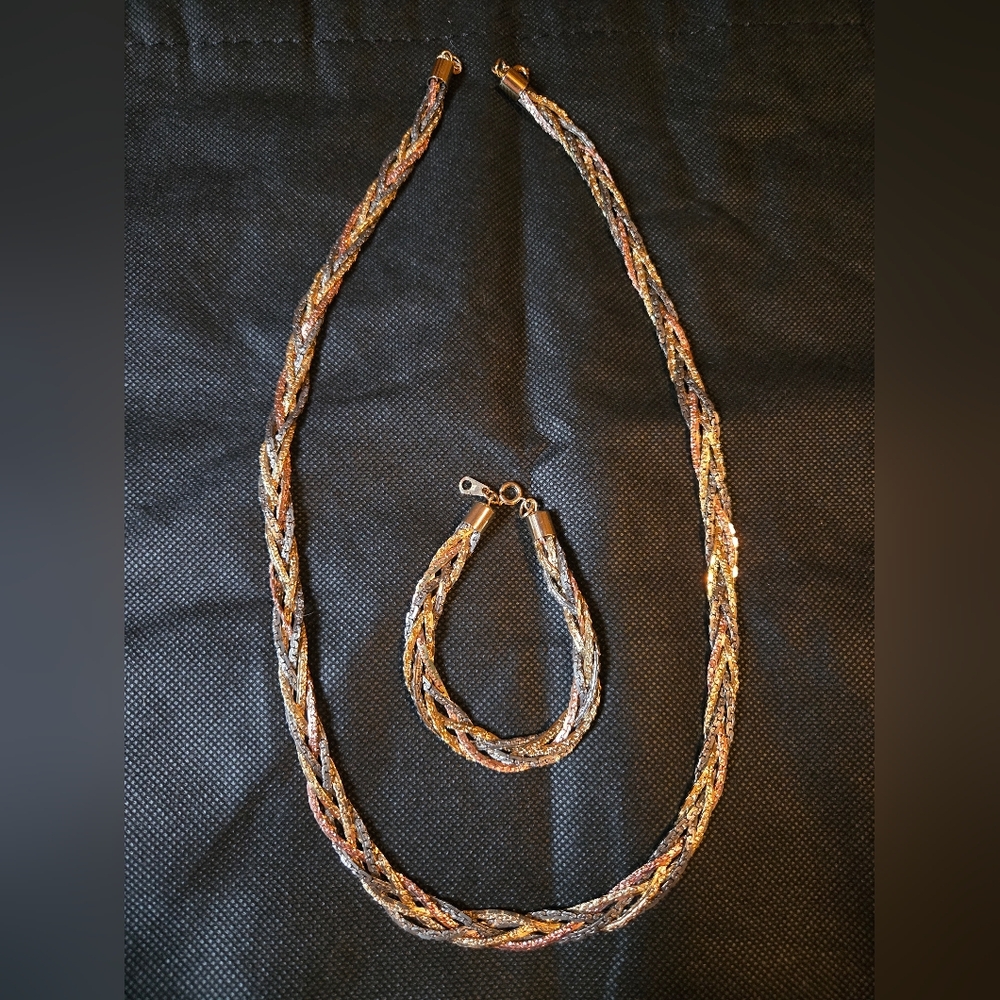 Elegant Braided Necklace and Bracelet Set